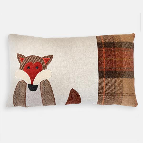 Handmade Mr Fox Cushion with British Tweeds