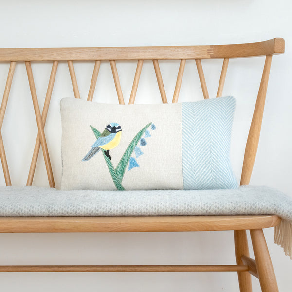 Handmade Blue Tit Cushion