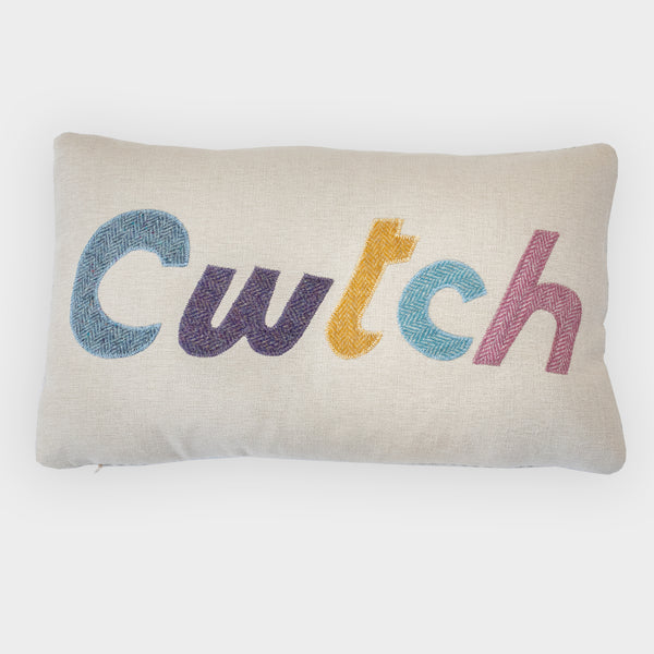 Pastel Cwtch Cushion in Beautiful Mixed British Tweeds