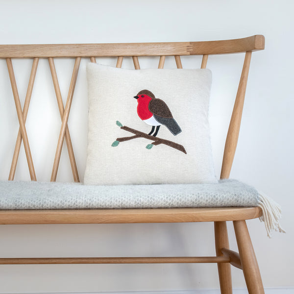 Handmade Square Robin Cushion