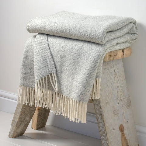 Pure Wool Throw – Soft Grey