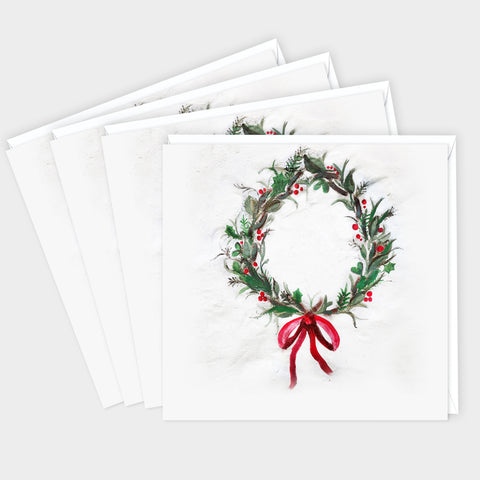 Pack of 4 Christmas Wreath Cards